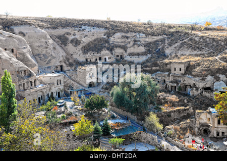 lived in cliff dwellings in Turkey Cavusin Stock Photo