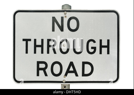 old no through road traffic sign with reflect surface isolated on a white background Stock Photo