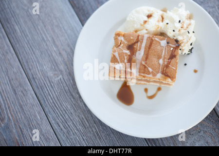 Apple pie with icecream Stock Photo