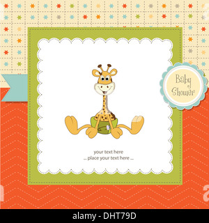 baby shower card with baby giraffe, vector illustration Stock Photo - Alamy