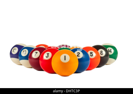 Pictures of Pool Balls isolated with white background. Stock Photo