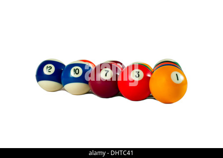 Pictures of Pool Balls isolated with white background. Stock Photo