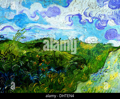 Green Wheat Fields - by Vincent van Gogh, 1890 Stock Photo