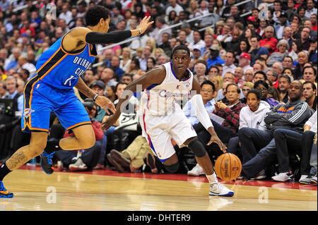 Los Angeles, CA, USA. 13th Nov, 2013. Darren Collison of the Clippers during the NBA Basketball game between the OKC Thunder and the Los Angeles Clippers at Staples Center in Los Angeles, California John Green/CSM Credit:  Cal Sport Media/Alamy Live News Stock Photo