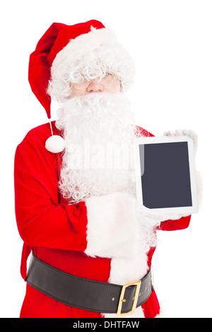 Santa Claus holding tablet computer Portrait Isolated on White ...