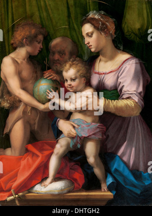 The Holy Family with the Young Saint John the Baptist - by Andrea del Sarto, 1500's Stock Photo