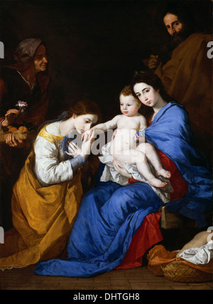 The Holy Family with Saints Anne and Catherine of Alexandria - by Jusepe de Ribera, 1648 Stock Photo