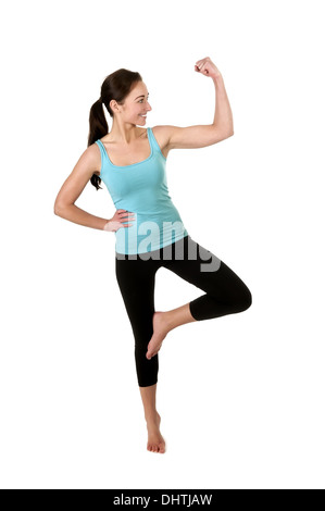 woman showing her muscles Stock Photo