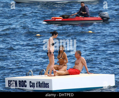 Michelle Rodriguez seen swimming in the sea at Eden Roc hotel during the 65th annual Cannes Film Festival. Antibes, France - 23.05.2012 Stock Photo