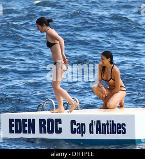 Michelle Rodriguez seen swimming in the sea at Eden Roc hotel during the 65th annual Cannes Film Festival. Antibes, France - 23.05.2012 Stock Photo