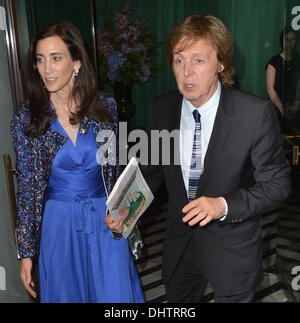 Sir Paul McCartney and Nancy Shevell leaving Cecconi's restaurant London, England - 23.05.12 Stock Photo