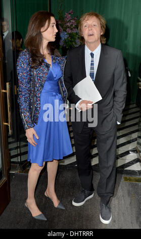 Sir Paul McCartney and Nancy Shevell leaving Cecconi's restaurant London, England - 23.05.12 Stock Photo