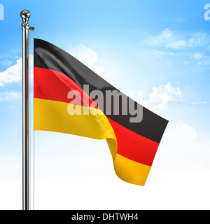 3d german flag and blue sky Stock Photo