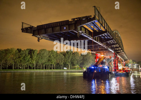 Netherlands, Weesp, Replacement of bridge on canal called Amsterdam-Rijnkanaal Stock Photo