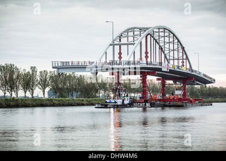 Netherlands, Weesp, Replacement of bridge on canal called Amsterdam-Rijnkanaal Stock Photo