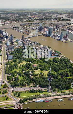 Netherlands, Rotterdam, View on city center. Aerial Stock Photo