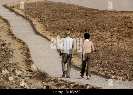 Pilgrimage in Holy Land. Pilgrims in Judean desert. Stock Photo