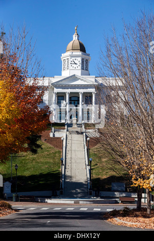 Autumn colors surround Jackson County Courthouse on a hill in Sylva, a small North Carolina town in the Smoky Mountains. Stock Photo