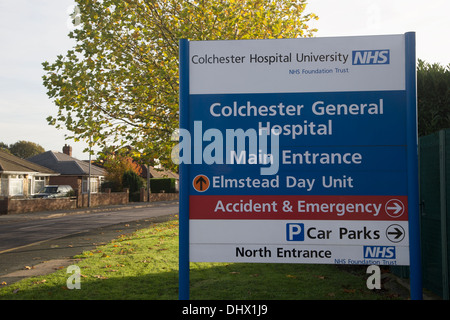 Information sign at Colchester General Hospital, Essex, England Stock Photo