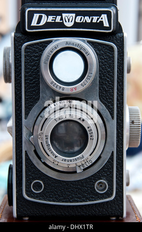 Old DelMonta Twin lens reflex camera Stock Photo