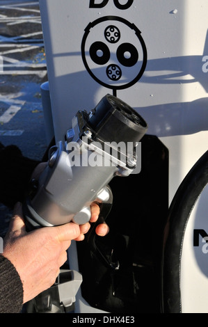 Electric car charging point, DC voltage Stock Photo