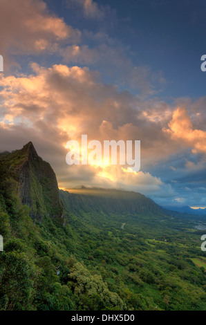 USA, Hawaii, Oahu, Nuuanu Pali Lookout Stock Photo