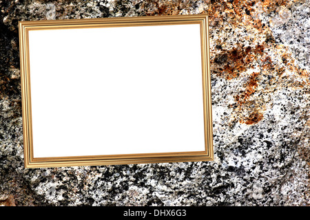 The picture Gold frame on Stone mountain is the surface of background. Stock Photo