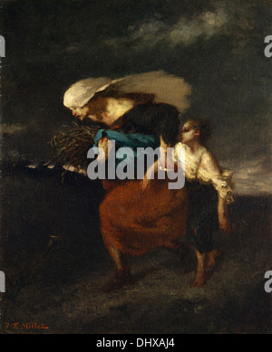 Retreat from the Storm - by Jean-François Millet, 1846 Stock Photo