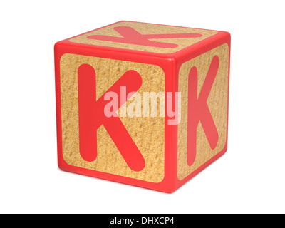 Letter K on Childrens Alphabet Block. Stock Photo