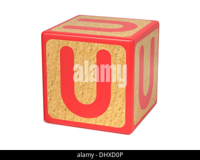 Letter U - Childrens Alphabet Block. Stock Photo