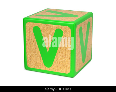 Letter V on Childrens Alphabet Block. Stock Photo