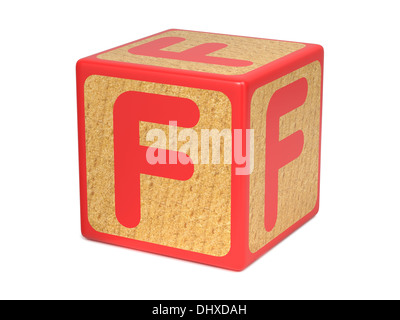 Letter F on Childrens Alphabet Block. Stock Photo