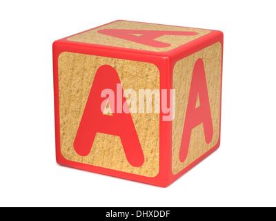 Letter A on Childrens Alphabet Block. Stock Photo