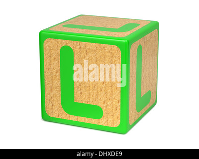 Letter L on Childrens Alphabet Block. Stock Photo