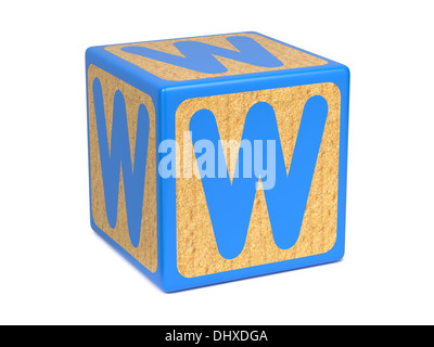 Letter W on Childrens Alphabet Block. Stock Photo