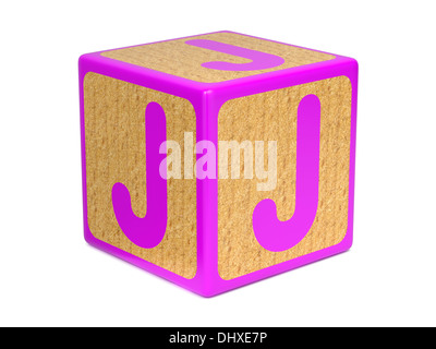 Letter J on Childrens Alphabet Block. Stock Photo