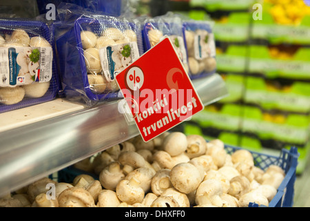 Mushrooms in a supermarket , Czech Republic in Prague Stock Photo