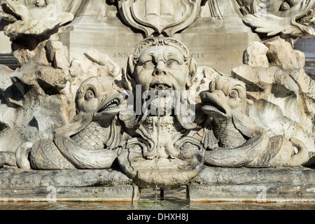 Fontana del Pantheon detail featured in the Piazza della Rotonda in fron of the Pantheon, Rome, Italy Stock Photo
