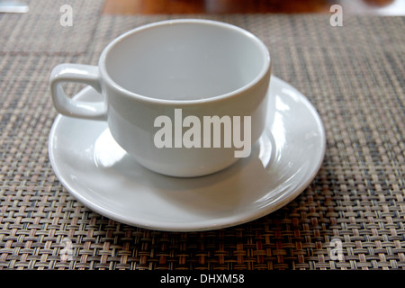 The White coffee cup. Placed on the table. Stock Photo