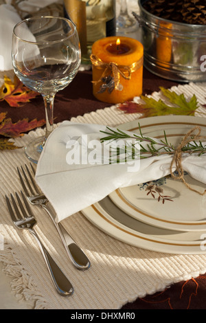 Elegant harvest table setting. Stock Photo