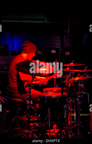 A contestant in Guitar Center Drum Off semifinals at their Hollywood California Stock Photo