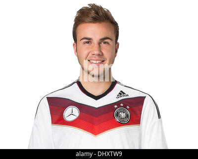 14th November 2013. Portrait of german national football player Mario Goetze in the kit for the FIFA football World Cup 2014 in Brasil Credit:  kolvenbach/Alamy Live News Stock Photo