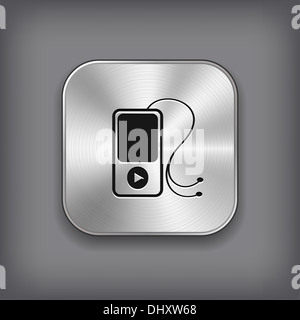 MP3 player icon - black app button with shadow Stock Photo - Alamy