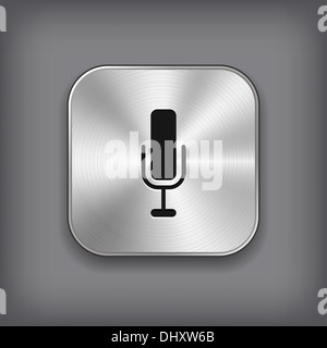 Microphone icon - metal app button Stock Photo