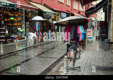 Shops in Istanbul in a raining day Stock Photo