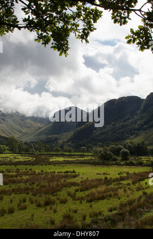 Sun breaking through after rain on Borrowdale valley, Lake District, UK. Stock Photo