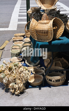 Basket on sale at the Historic Charleston City Market, Charleston, South Carolina, USA Stock Photo