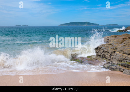 Praia das Caravelas, Rocky beach, Buzios, Rio de Janeiro, Brazil Stock Photo