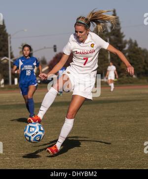 Turlock, CA, USA. 16th Nov, 2013. CSU Stanislaus Karenee Demery(6) sits ...