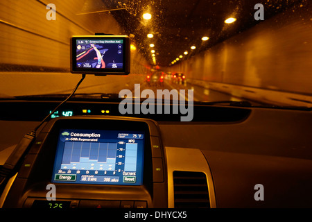 GPS on dash board in car Stock Photo